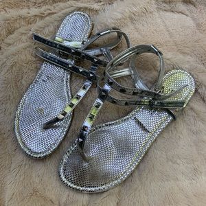 Silver strappy sandals